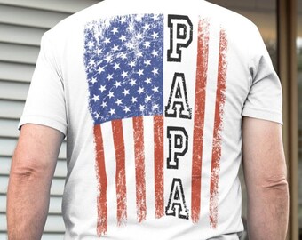 Camisa da bandeira americana do papai, camiseta do pai, camisa do dia dos pais, camisas patrióticas para homens, presente para o avô, presente para o pai, presente personalizado para o pai