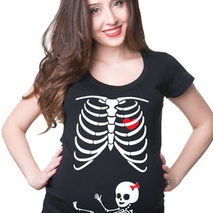 Pregnant Skeleton Twins Baby Boy /& Girl Halloween Costume Cosplay Costume Rashguard Leggings Rashie Plus Size Baby Bump Bones Party