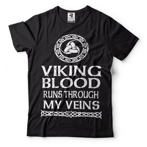 Viking Blood T-Shirts Gift For Fans Nordic Tees Odin Symbol Scandinavian Runes Valhalla Tees Viking Gods