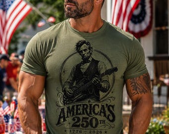 Funny abraham lincoln guitar shirt, america 250th anniversary tee, 4th of july patriotic gift, 1776 2026 usa shirt