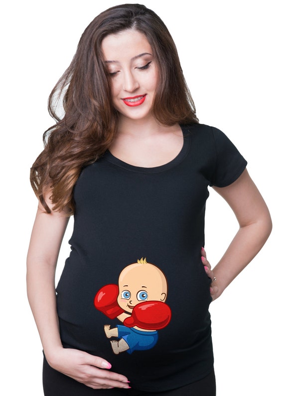 Top maternità regalo per donna incinta t-Shirt bambino calci boxe maternità  maglietta -  Italia