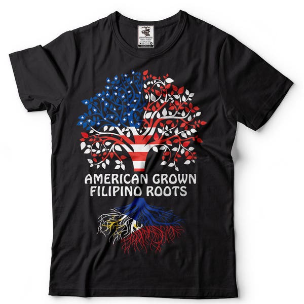 Philippines T-Shirt American Grown Filipino Roots T-Shirt Nationality Diaspora Heritage Tee Shirt