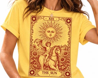 Tarot card shirt, vintage tarot tee, dark academia shirt, witchy celestial tshirt, the moon sun empress magician, boho occult gift