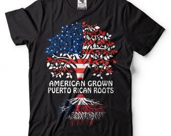Puerto Rico T-Shirt American Grown Puerto Rican Roots Tee Shirt Heritage Puerto Rican Diaspora T-Shirt