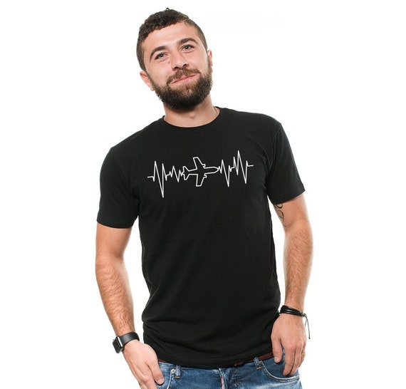 Airplane Pilot Shirt Heartbeat T-Shirt Flying Gift Airplane Pilot Shirt Heartbeat T-Shirt Flying Gift