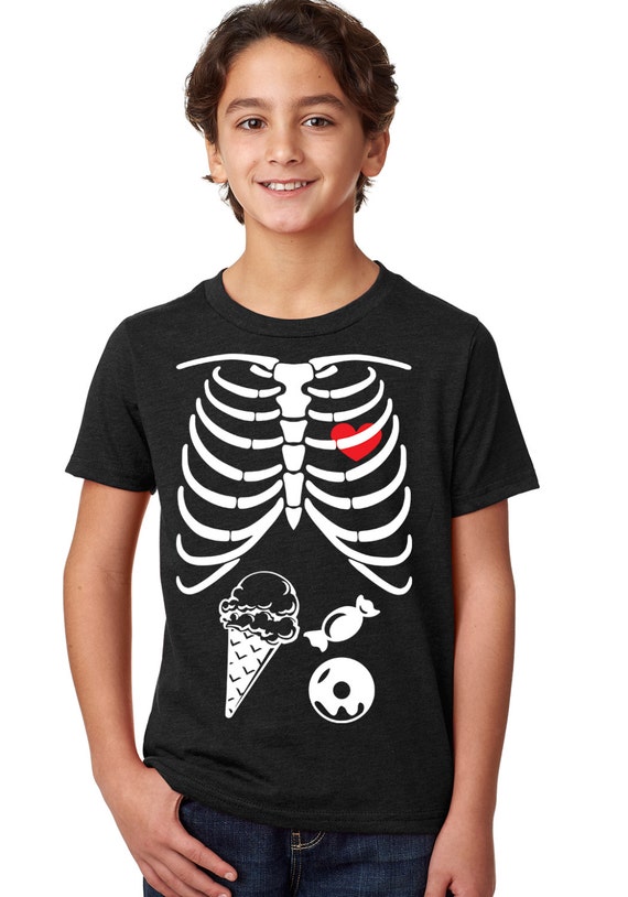 T shirt da bambino per bambini di Halloween Scheletro di Halloween