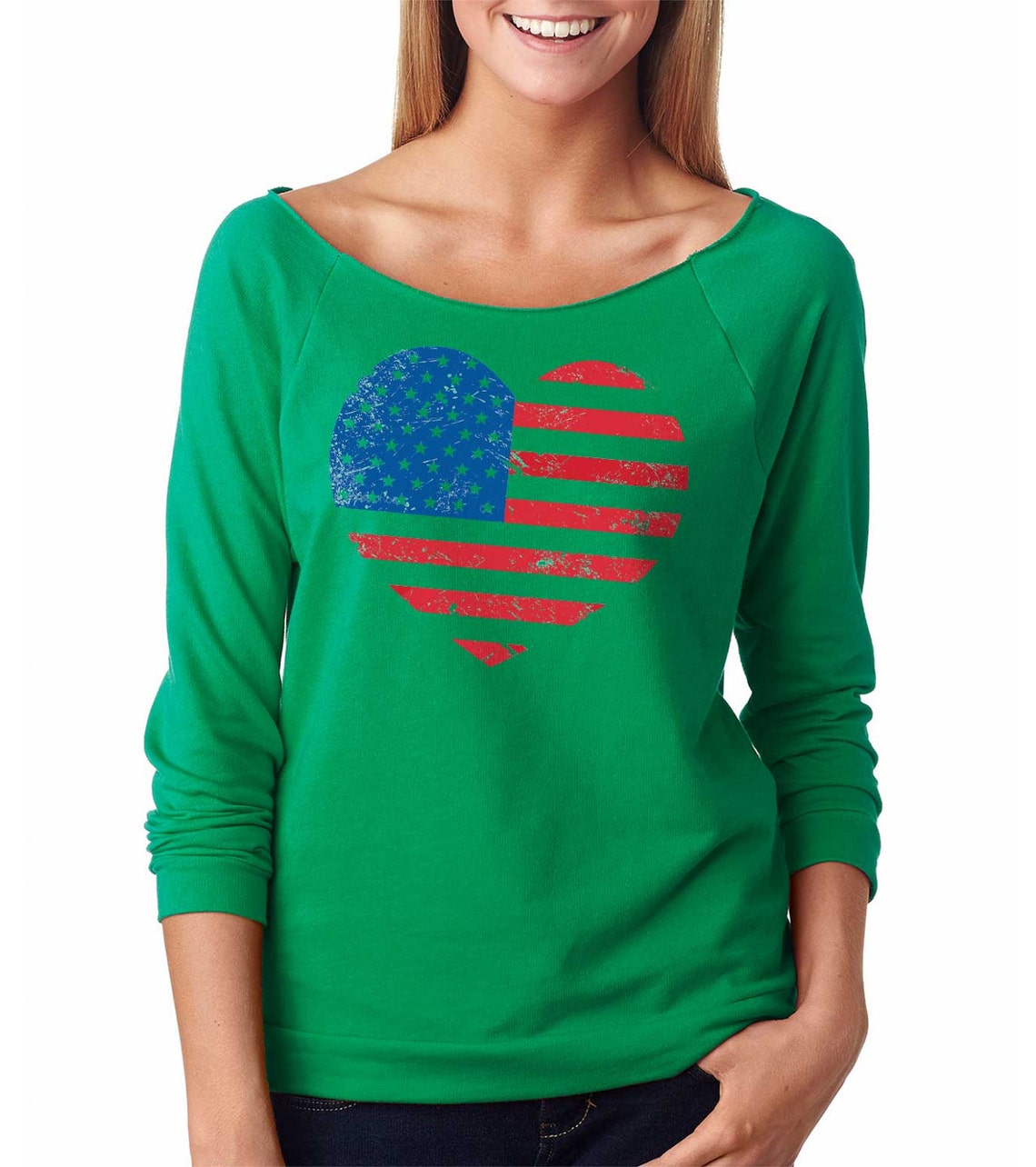 USA Flag Raglan T-shirt 3/4 Sleeve Patriotic T-shirt Baseball | Etsy