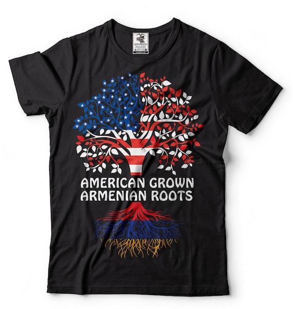 Armenia T-shirt American Grown Armenian Roots Tee Shirt Patriotic