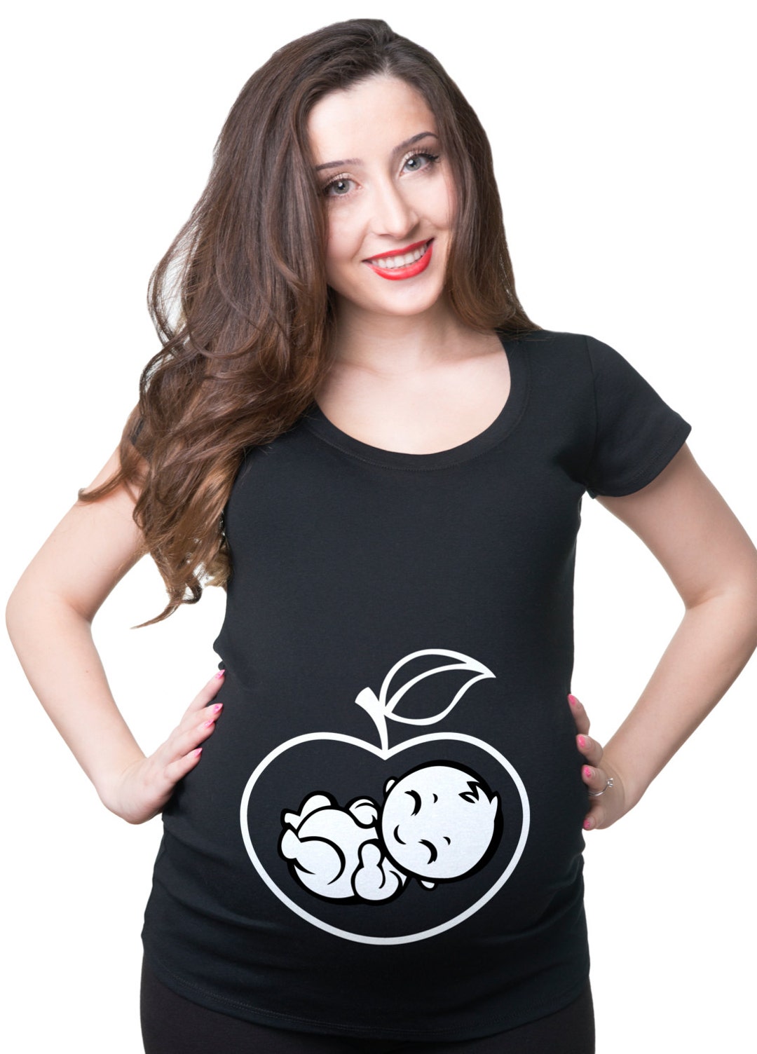 Pregnancy T-shirt Funny Maternity Top Baby in Apple Funny Baby 