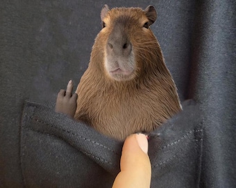 Funny capybara shirt - humor capybara hidden middle finger pocket - capybara t-shirt unique gift idea - funny capybara t-shirt