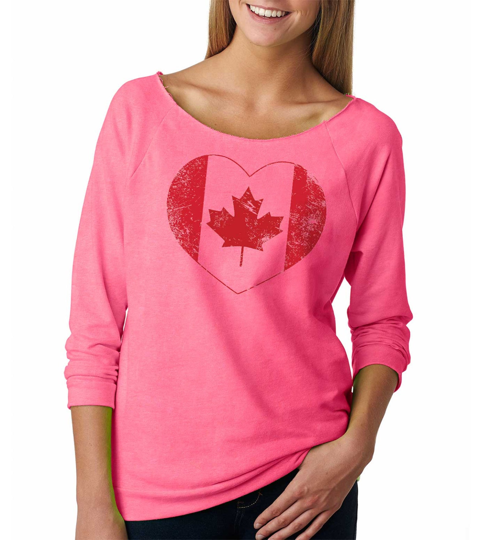 Canada Tshirt Raglan 3/4 Canada Heart Tshirt Maple Leaf Etsy