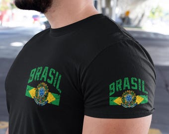 Camiseta de Brasil / camiseta con la bandera brasileña / camiseta con el logo de Brasil / camiseta del orgullo brasileño / regalo de herencia brasileña para hombres y mujeres