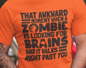 Zombie brain, halloween horror shirt, funny zombie t-shirt, horror movie gift, horror fan gift ,zombie humor t-shirt