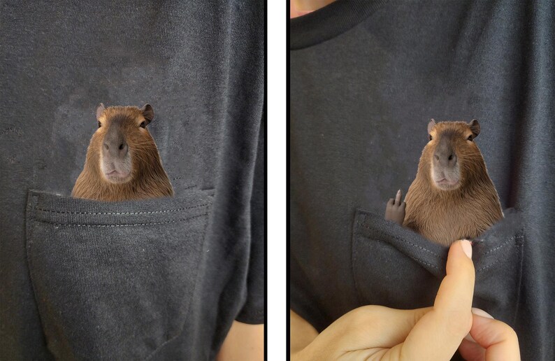 Camisa divertida de capibara - humor capibara bolsillo oculto del dedo medio - camiseta de capibara idea de regalo única - camiseta divertida de capibara imagen 3