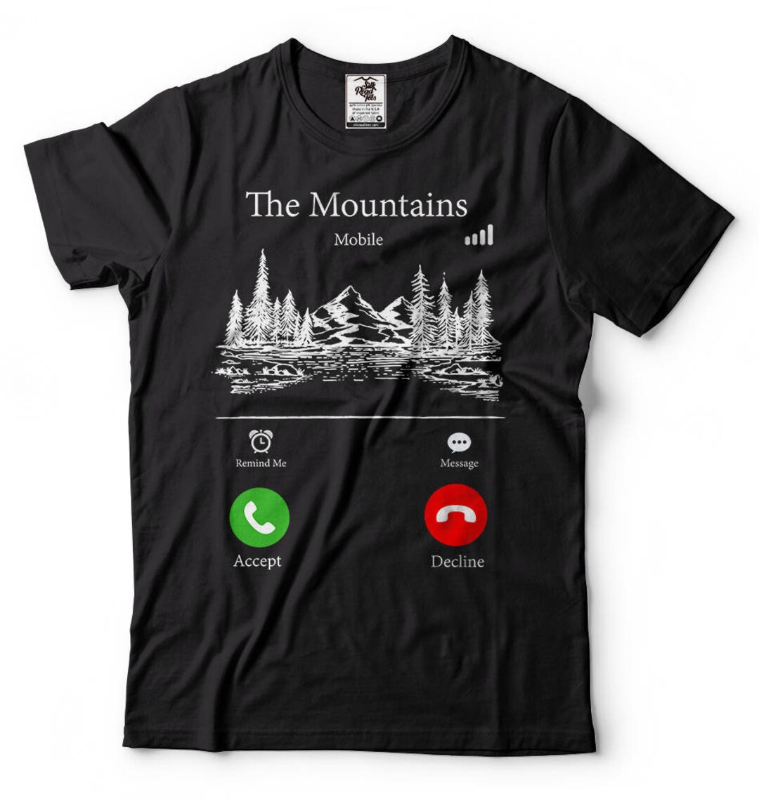 The Mountains Are Calling Funny Camping T-shirt Cool Hiking Camping Tee ...