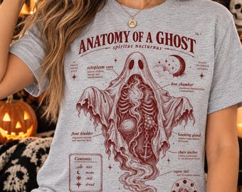 Anatomy of a Ghost Tee, Vintage Apothecary Anatomy Diagram, Dark Academia Halloween T-Shirt