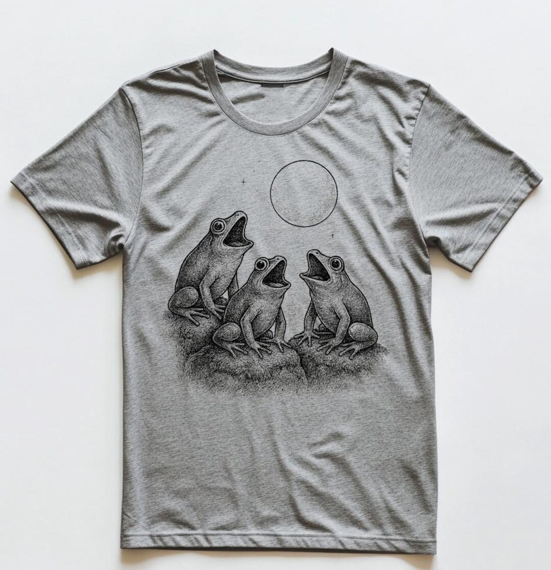 Frog Howling Howling Frogs Under Full Moon Tee • Cool Retro Vintage Frog Graphic ...