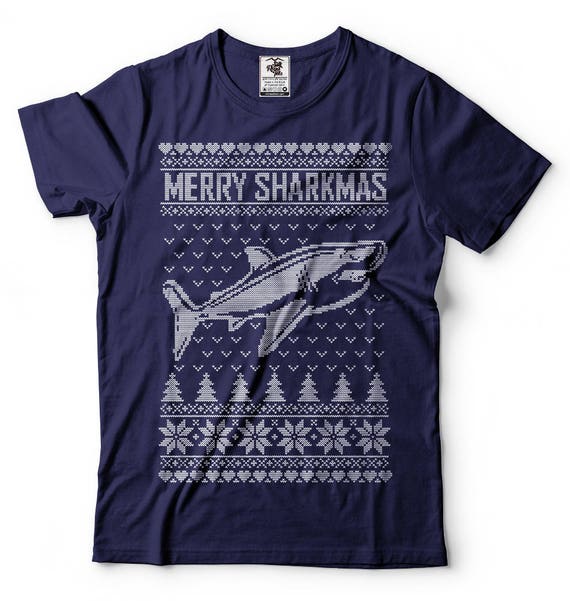 Ugly Christmas Sweater. Merry Sharkmas 