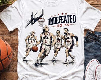 4th of july shirt men, undefeated since 1776 tee, funny presidents basketball founding fathers, patriotic usa gift for him