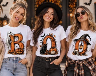 Group halloween costume, boo shirt set, matching family halloween tees, custom group shirts, spooky ghost pumpkin skull tshirt
