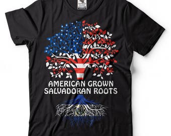 Salvador T-Shirt American Grown Salvadoran Roots Tee Shirt Heritage Diaspora Nationality T-Shirt