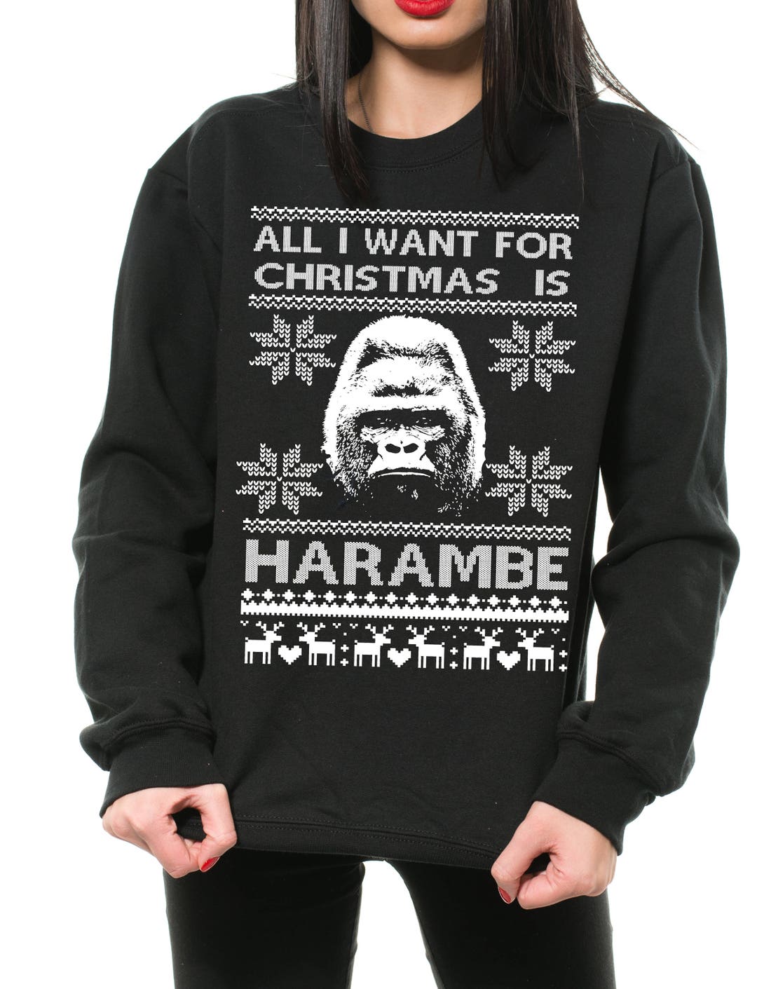 Harambe loved cheap christmas sweater