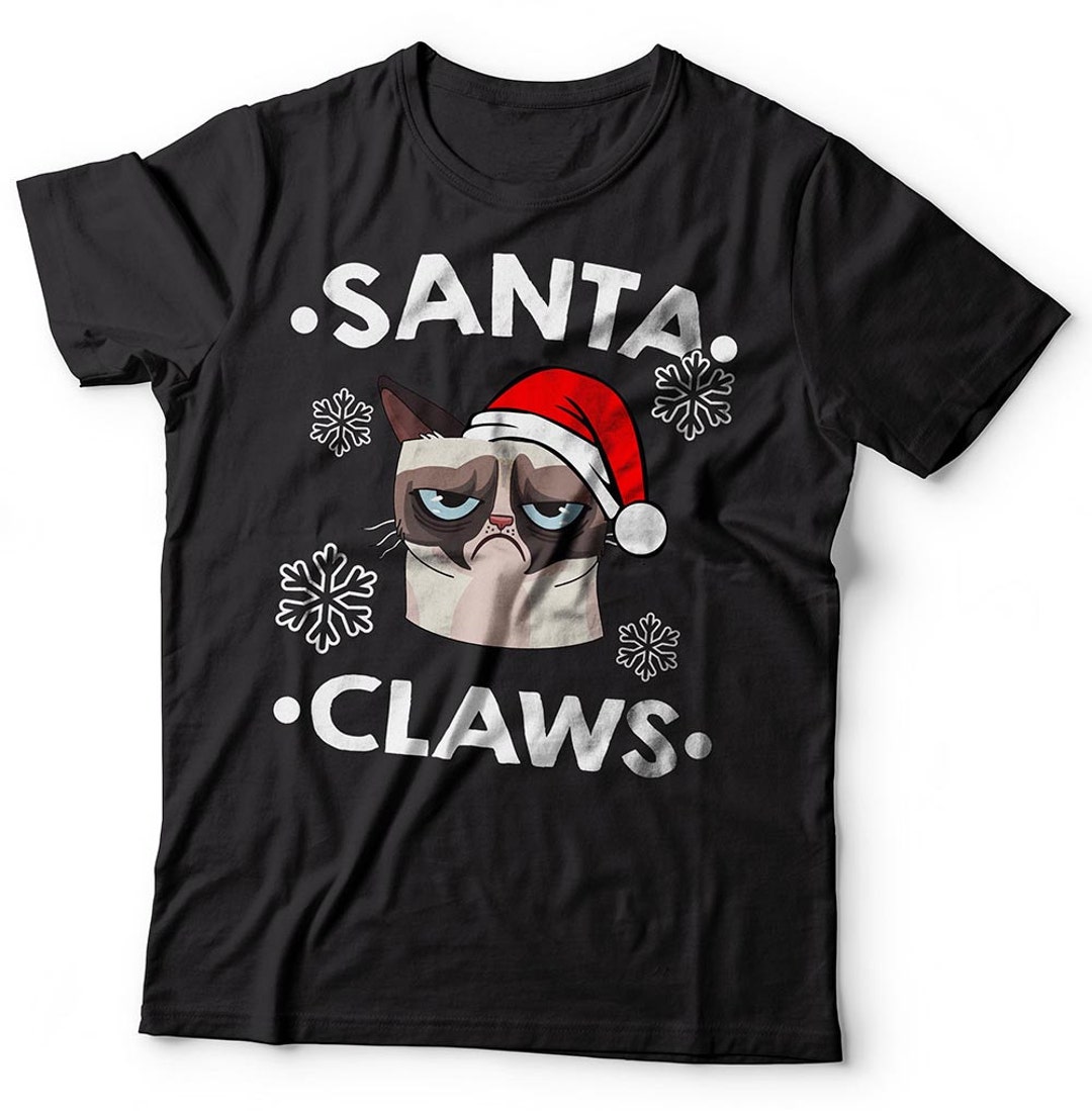 Santa Claws T-shirt Funny Christmas Grumpy Cat Tee Shirt - Etsy