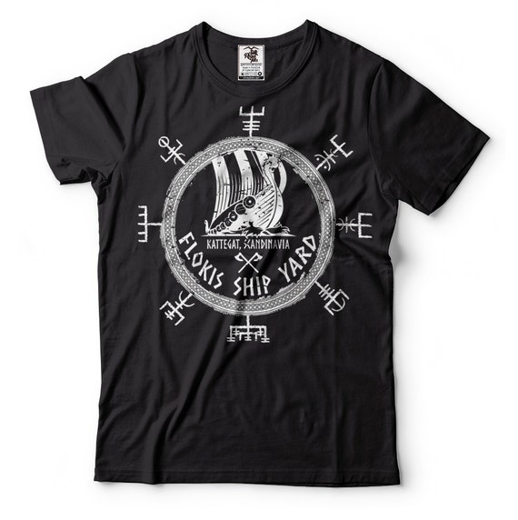 Viking T-shirt Floki Shipyard Scandinavia Tees Rune Tee Shirts Drakkar Ship  Nordic Symbol Norway Gifts for Fans Vikings Compass - Etsy