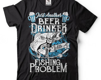 Funny Fishing T-shirt Fisherman Tee Shirt Gift For Fisherman Beer T-shirt Humor Fishing Tee