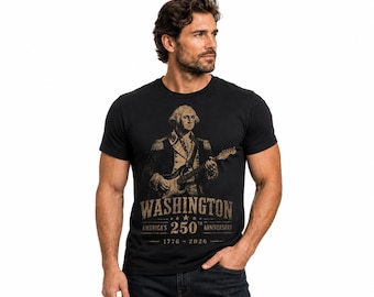 Camiseta comemorativa do 250º aniversário da guitarra de George Washington, EUA (1776-2026)