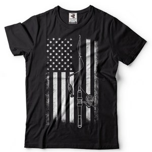 Camiseta de pesca Bandera de pesca de EE. UU. Regalo para pescador Camiseta de pescador Camisas de pesca geniales, ideas de regalos para el día del padre