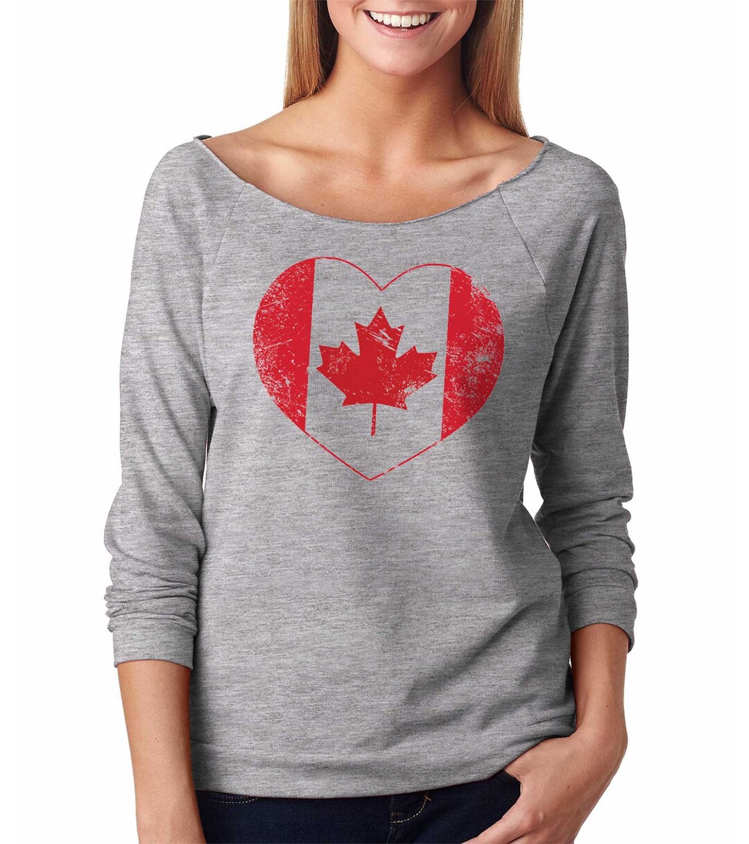 Canada T-shirt Raglan 3/4 Canada Heart T-shirt Maple Leaf - Etsy