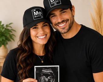 Personalized pregnancy announcement periodic table hat | new mom dad