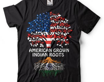 India T-Shirt American Grown Indian Roots T-Shirt Indian Diaspora Heritage Tee Shirt