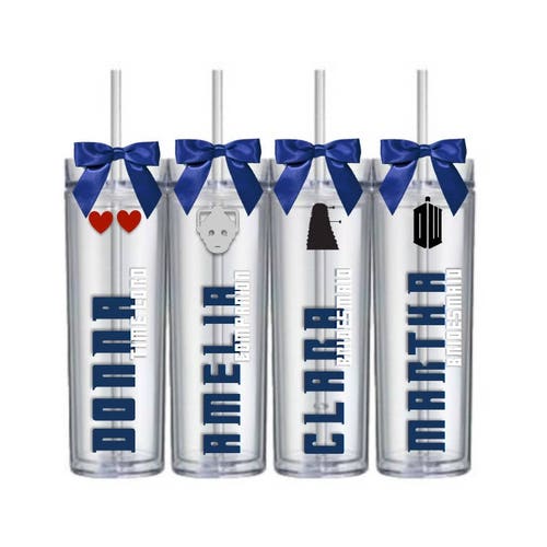 Custom Doctor Who Themed Whovian Wedding Bridesmaid Groomsmen Bachelorette Christmas Gift Tumblers Cup Single