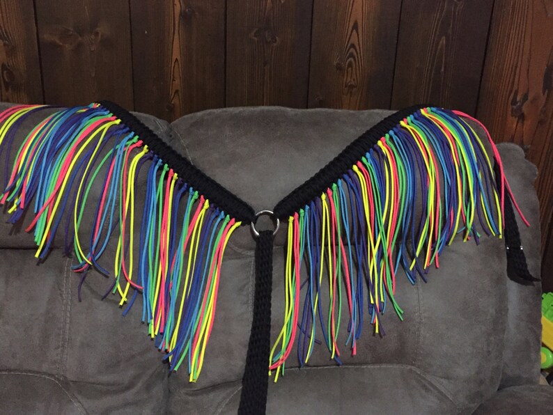 Rainbow Fringe Breast Collar Rainbow Horse Tack Barrel Racing Custom