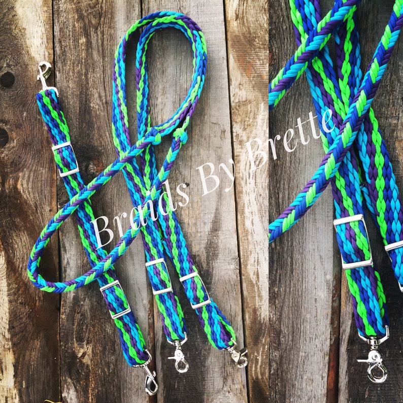 Custom paracord braided wither strap and thick barrel rein combo