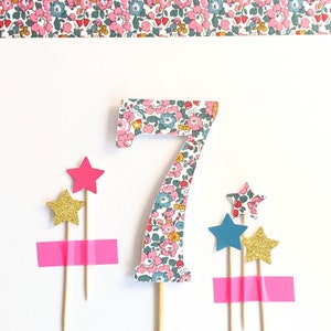 Liberty Print Birthday Chunky  Age Number Cake Topper / Decoration/ Birthday Cake Decoration