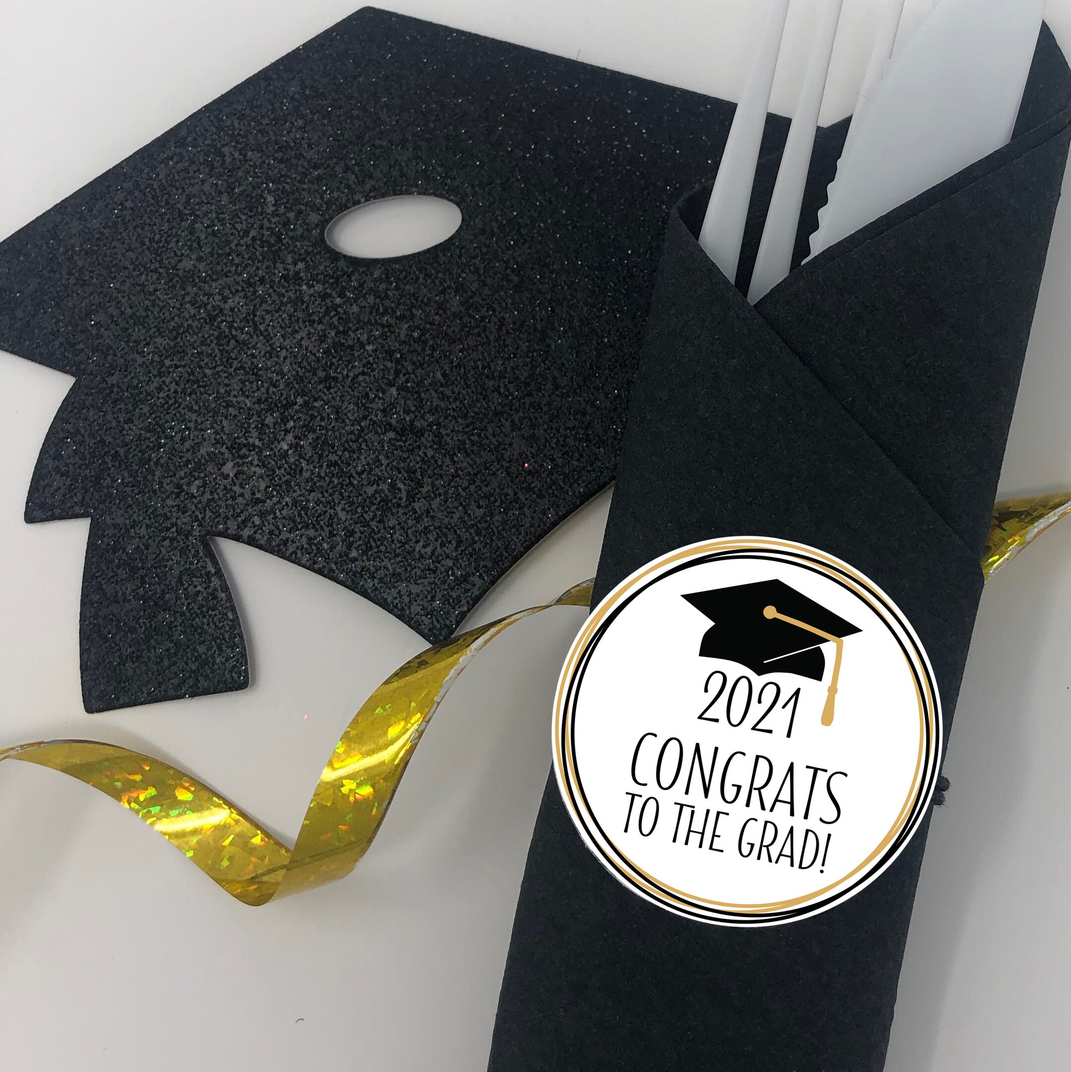 Graduation Napkin Ring Congrats Grad Black Qty10 Etsy