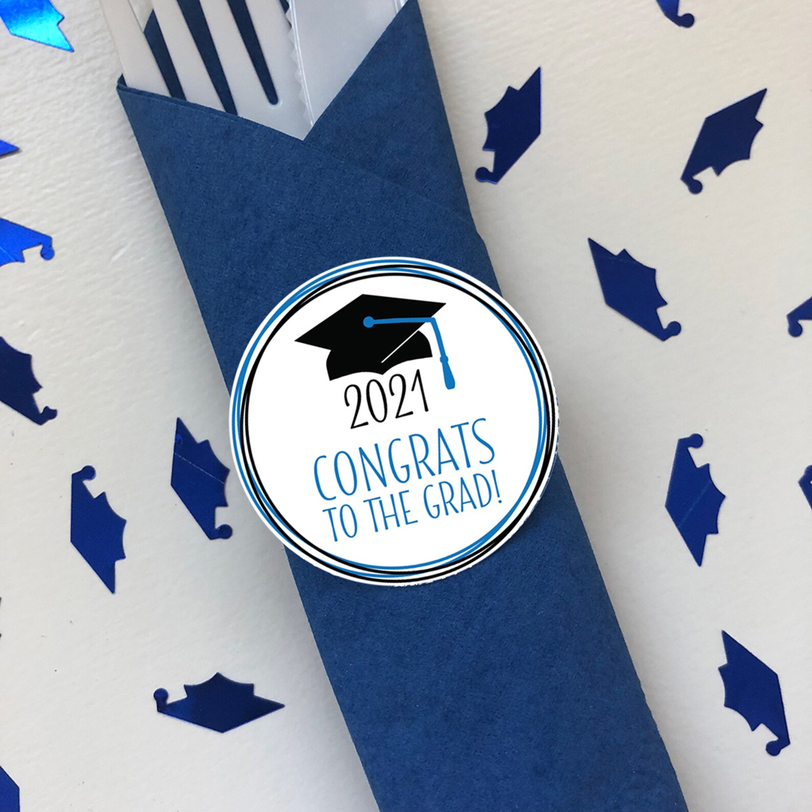 Graduation Napkin Ring Congrats Grad Blue Qty10 Etsy