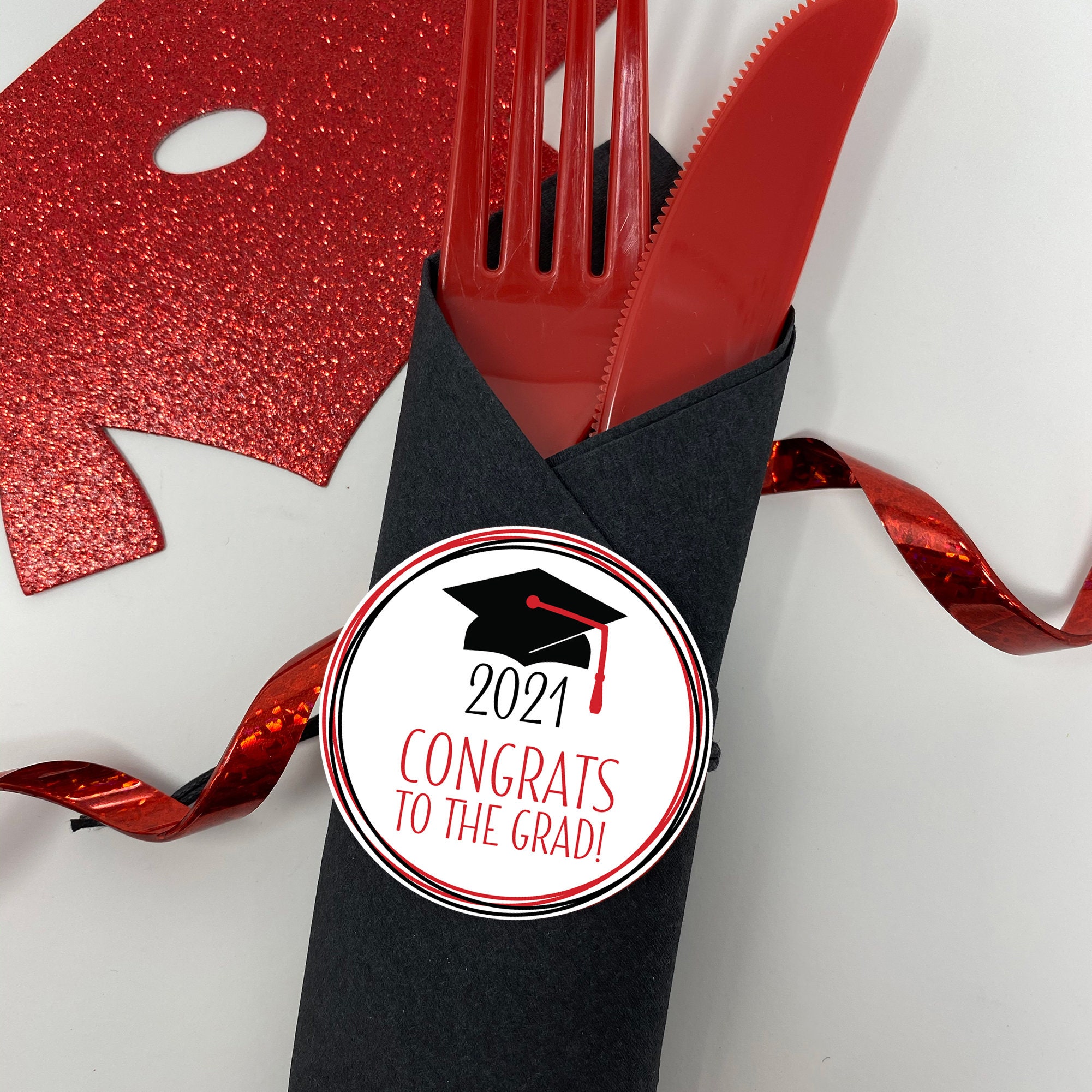 Graduation Napkin Ring Congrats Grad Red Qty10 Etsy