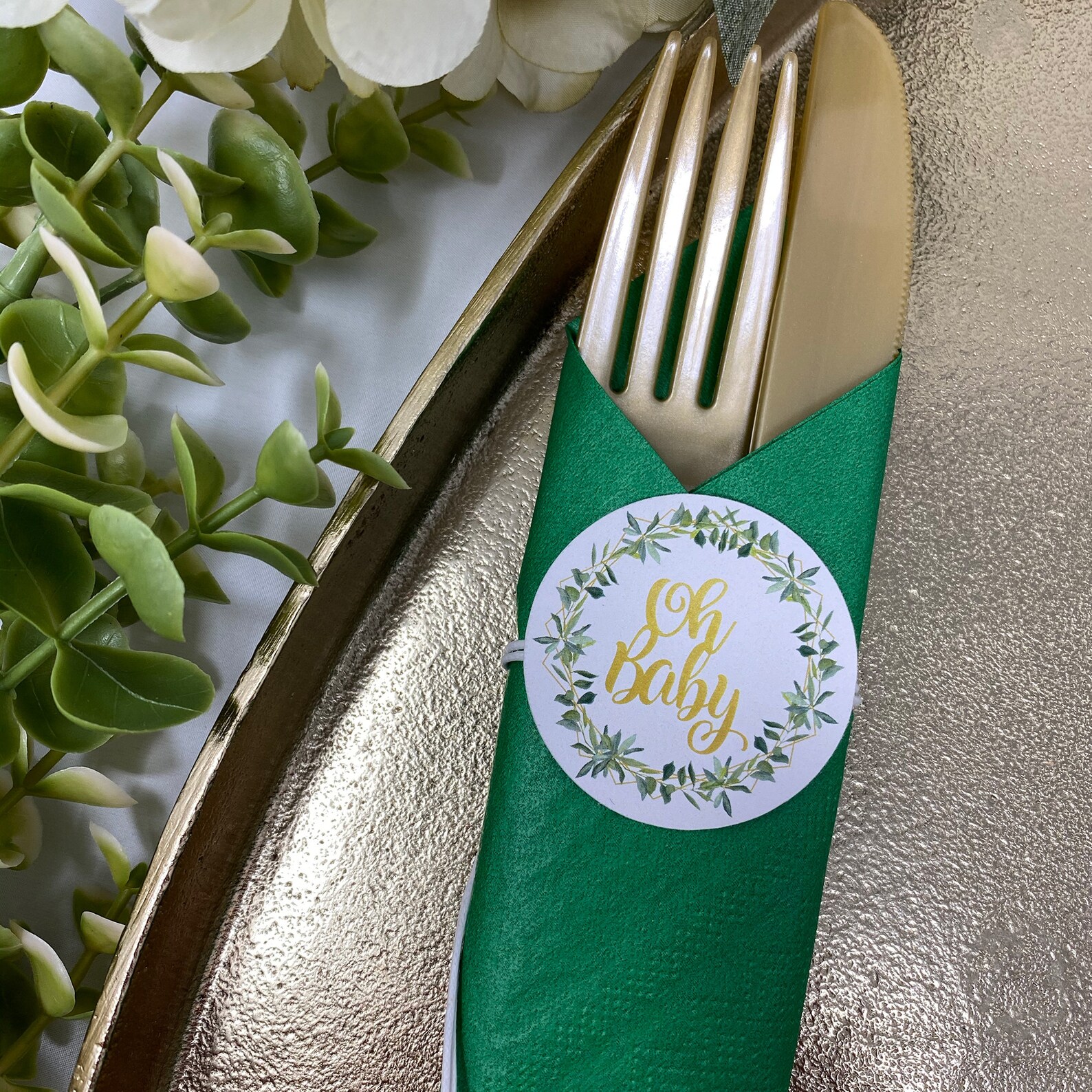 Baby Shower Napkin Ring Oh Baby Wreath Qty10 Etsy