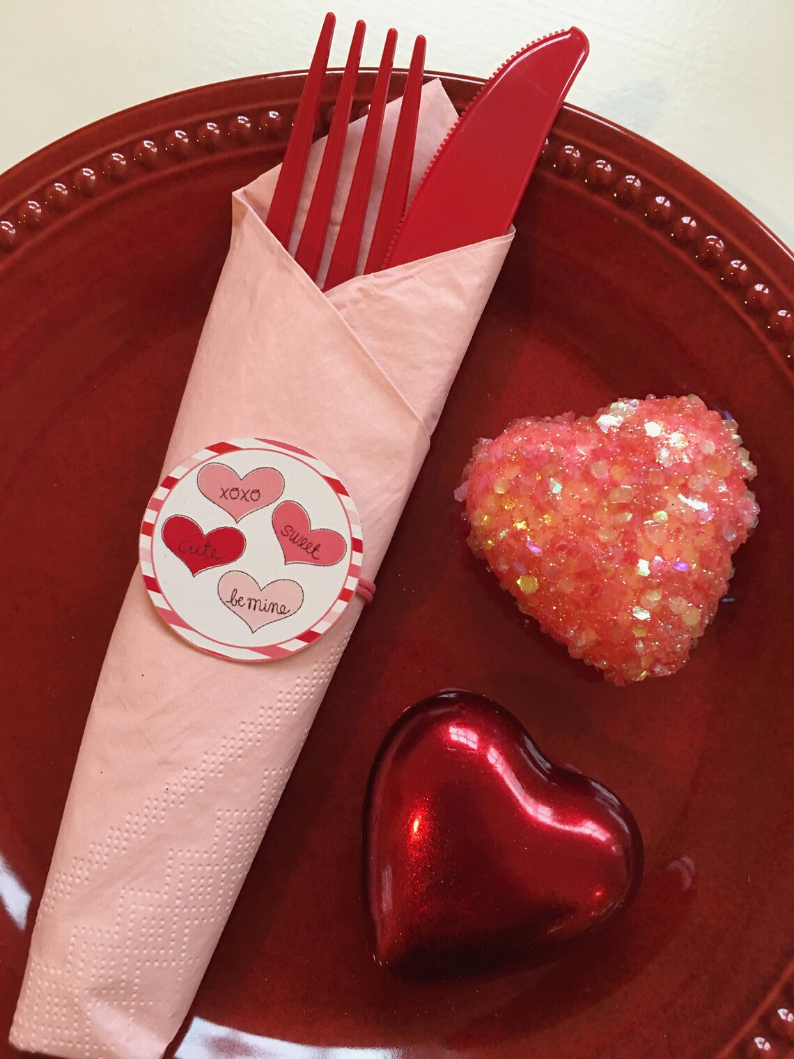 Valentine's Day Napkin Ring Striped Border Qty10 Etsy