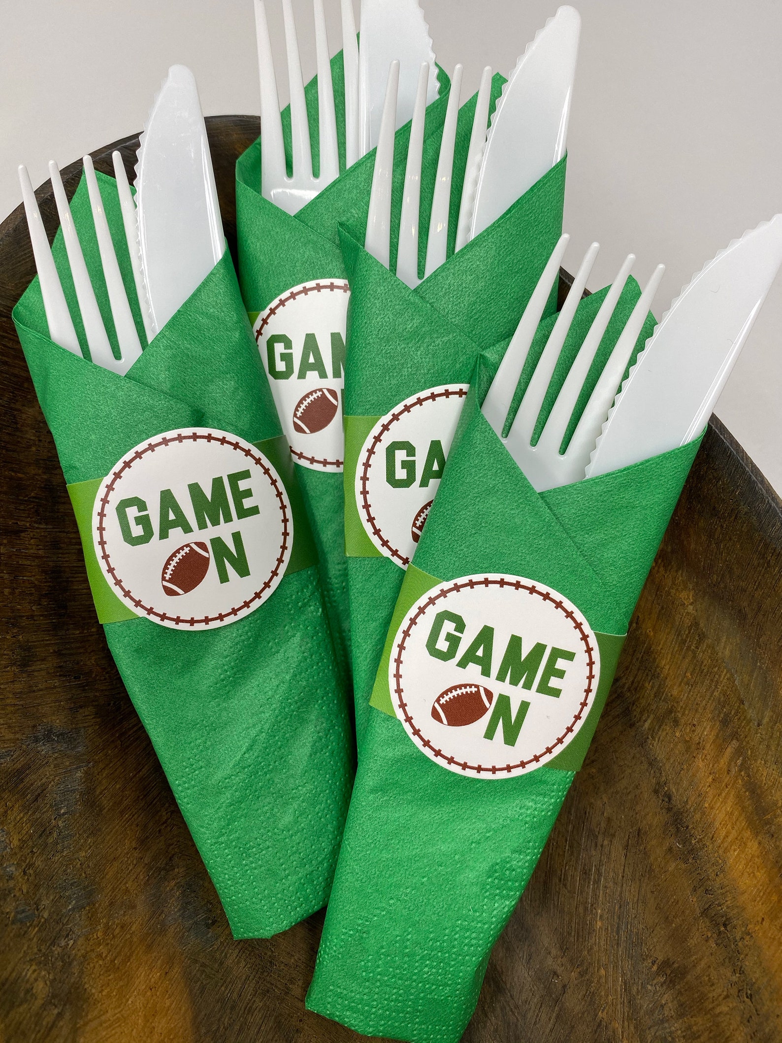Football Napkin Band Green Game On Qty12 Etsy