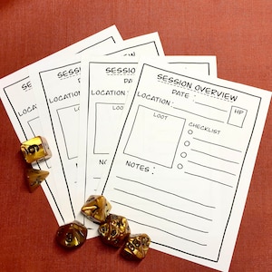DnD Session Overview Printable Notecards | dnd, dungeons and dragons, rpg,  printable, ttrpg, PDF,
