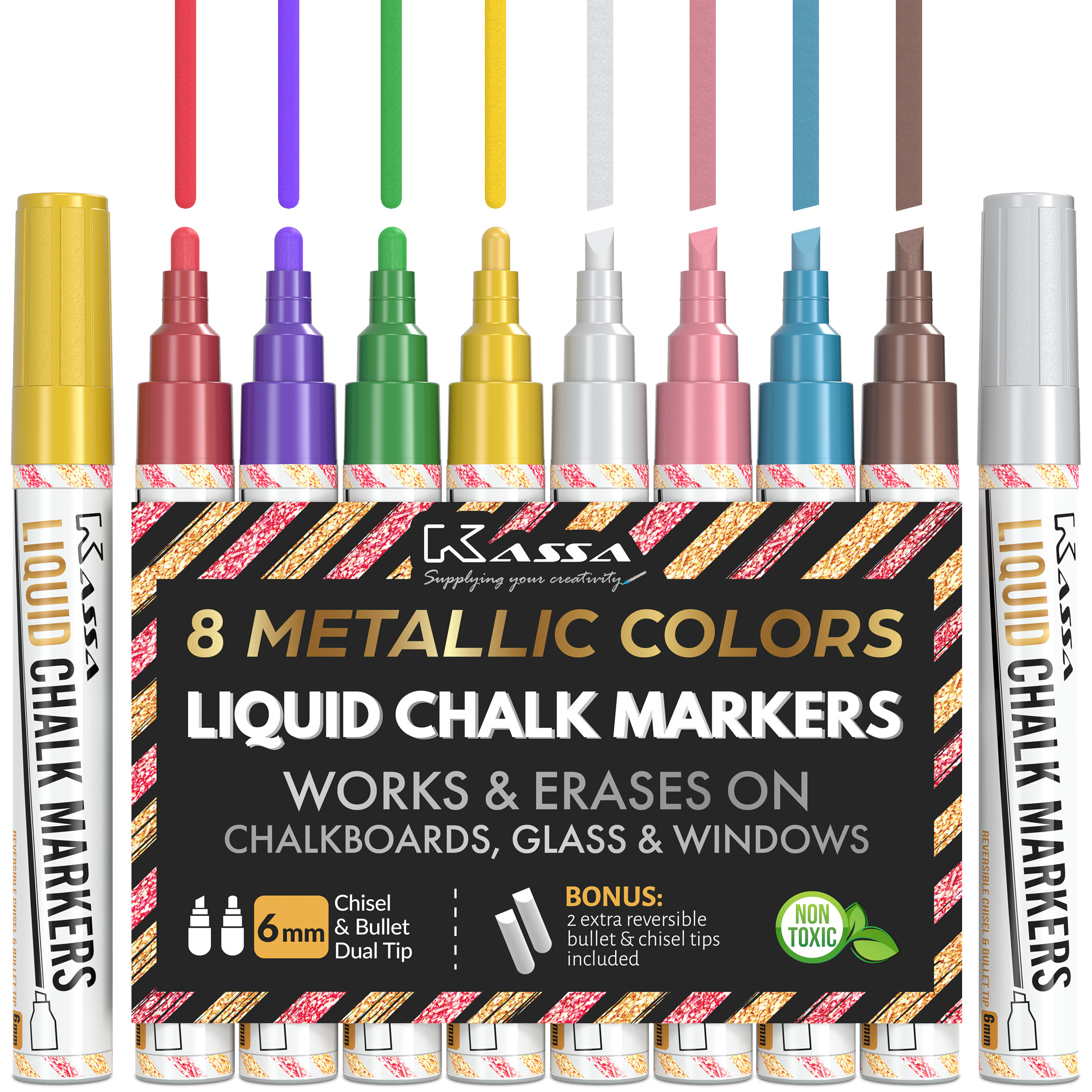 Kassa Liquid Chalk Markers for Blackboards (12 Pastel Colors) - Erasable  Chalkboard Pens work on Glass, Window, Black Board