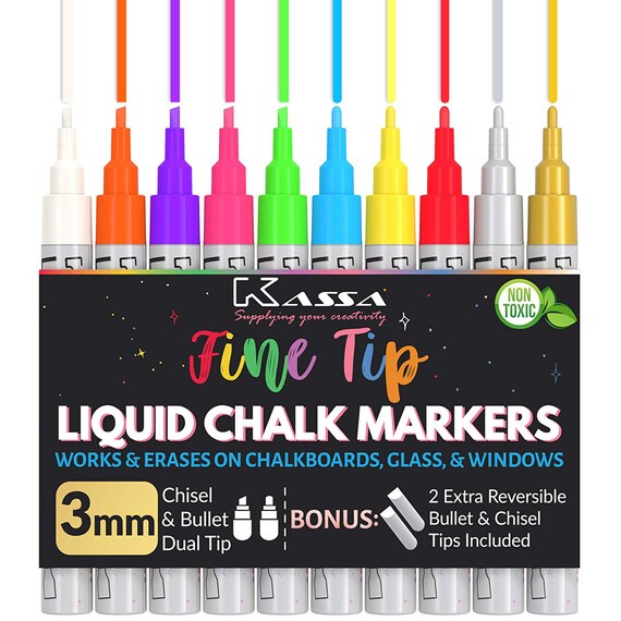 Kassa Liquid Chalk Markers For Blackboards 10 Neon Colors Etsy