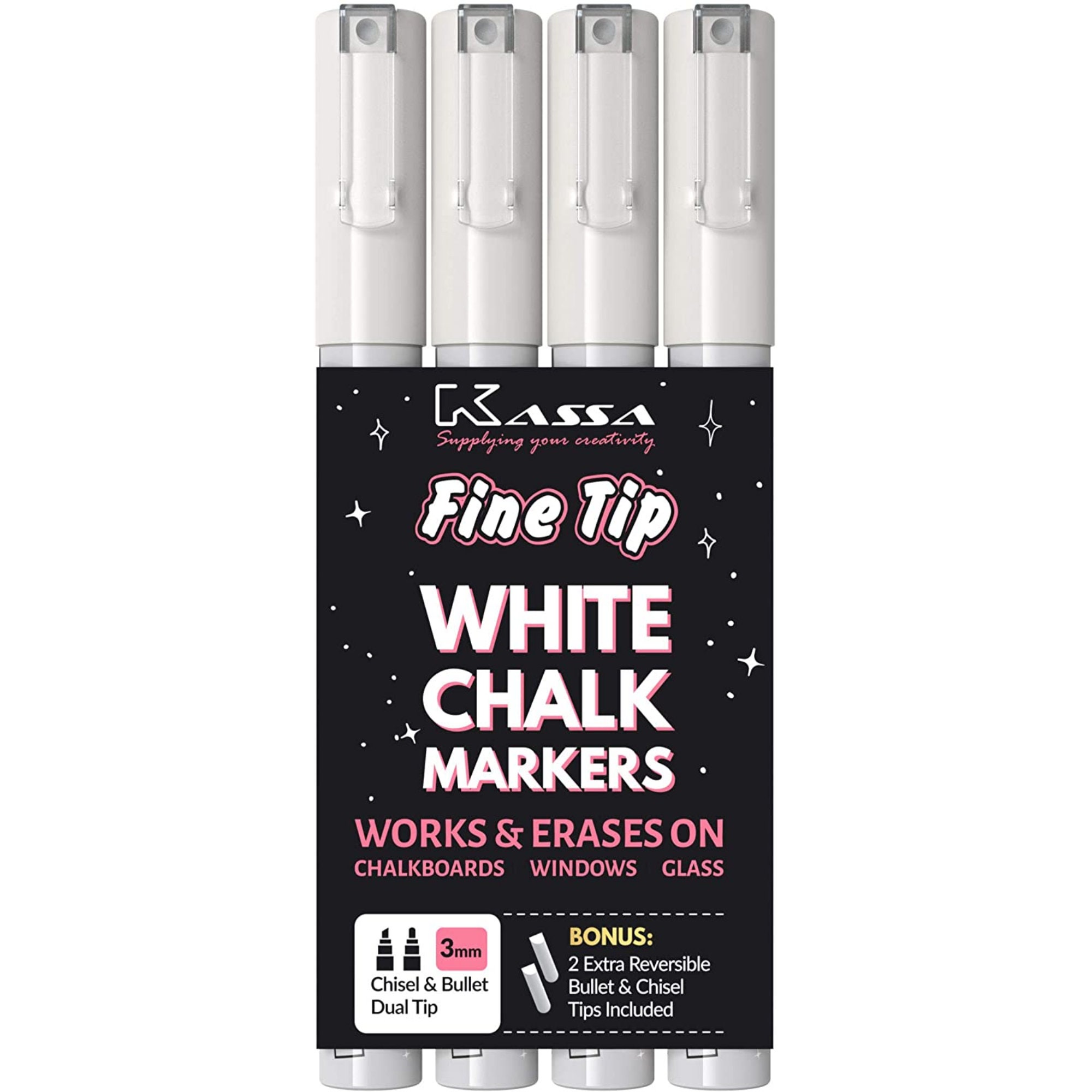 JAM Paper Markers, Extra Fine Point Chalk Marker, White, 2/Pack