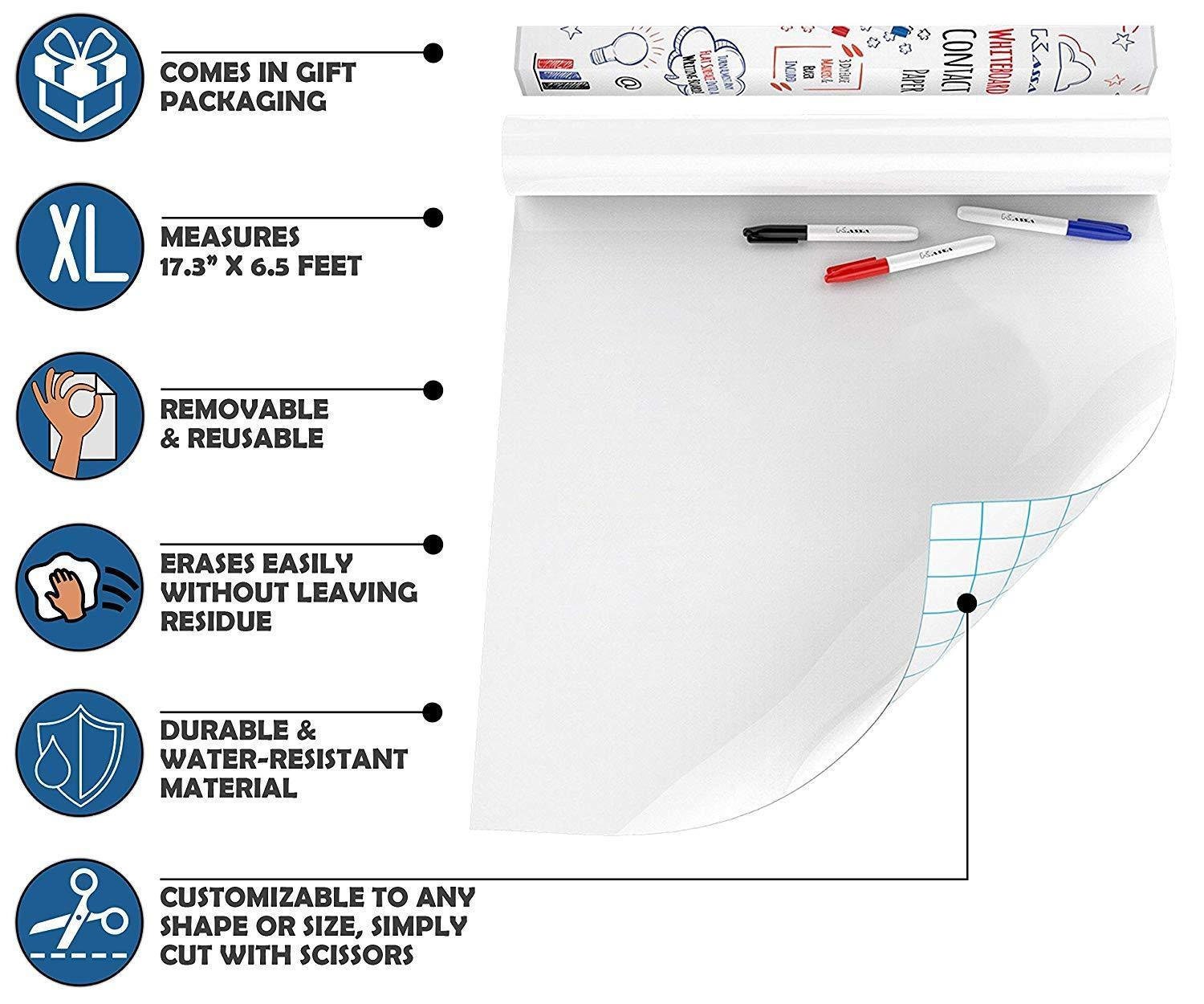 Kassa Large Whiteboard Wall Sticker Roll 17.3 X 96 8 Etsy