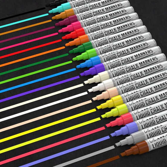 Marcadores de tiza de 30 colores borrables, no tóxicos, marcadores de tiza  de borrado en seco, puntas reversibles para niños y adultos para marcadores